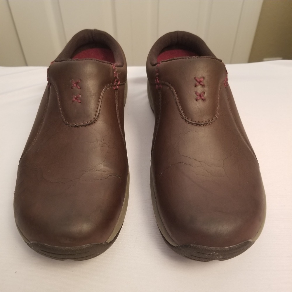 Merrell Brown Leather Slip On Loafers Women Size 9.5 M See Photos